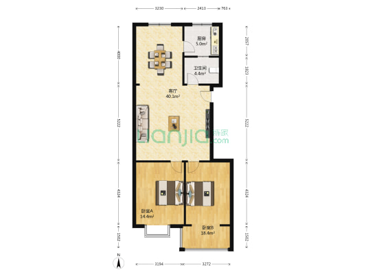 中房七彩阳光 2室1厅1卫 110平方