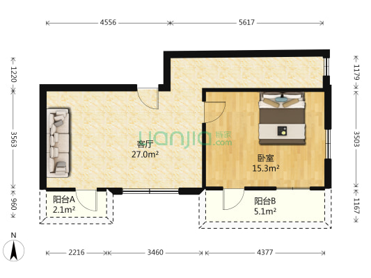 朝天路 1室1厅0卫 56平方