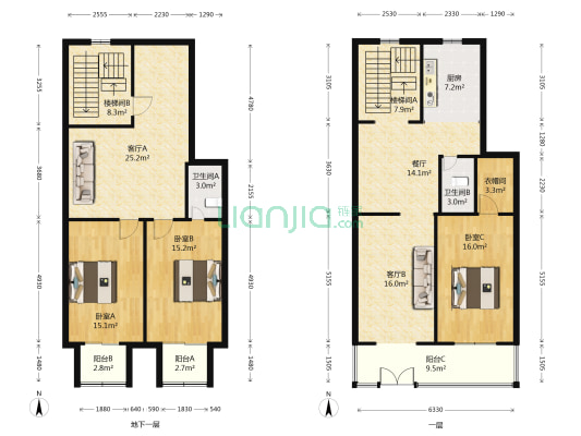 利垣小区 3室3厅2卫 167平方