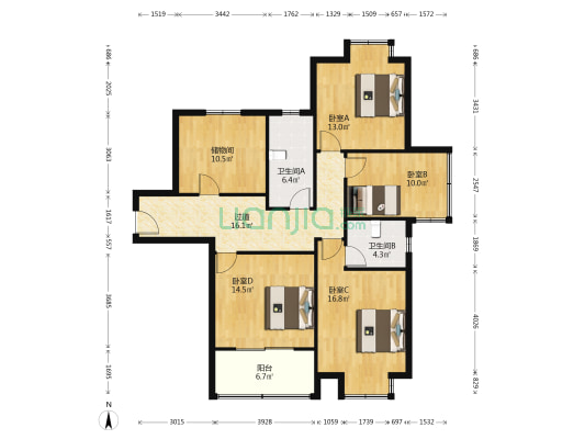 滨江华庭 4室0厅2卫 143平方