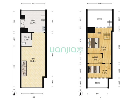 恒基旭辉发现岛 2室1厅1卫 100平方