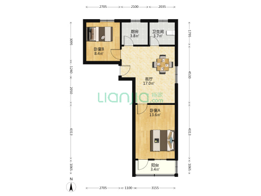 南胡家墩18号 2室1厅1卫 61平方