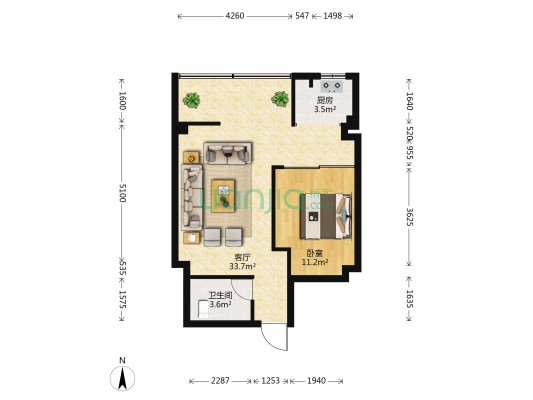 樱花丽景 1室1厅1卫 70平方