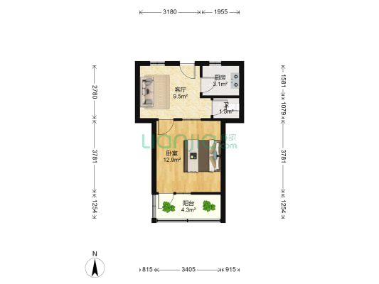 永康小区 1室1厅1卫 35平方