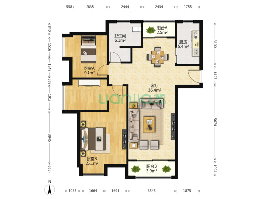 中央香榭 2室1厅1卫 114平方