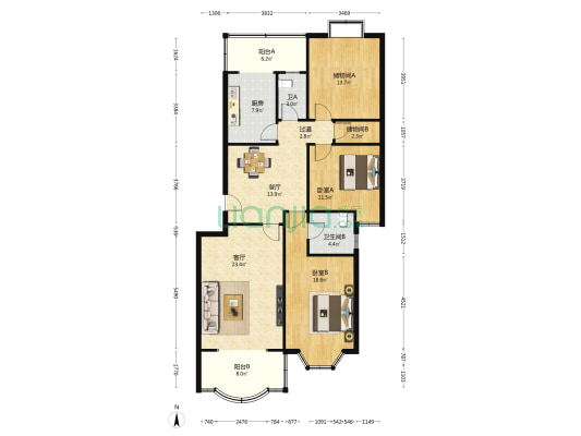 曹家庙供电局家属院 2室2厅2卫 130平方