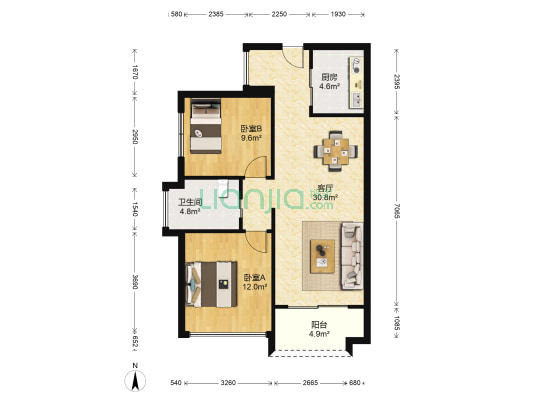 荔园悦享花醍 2室1厅1卫 75平方