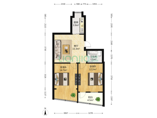 大顺巷 2室1厅1卫 61平方