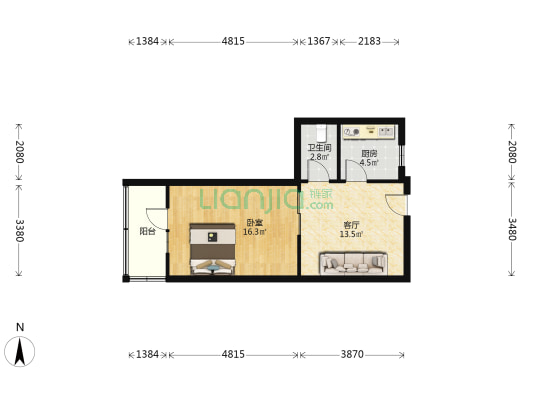 华康西里 1室1厅1卫 50平方