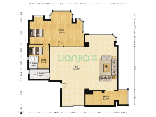 长源大厦(江汉) 2室1厅2卫 206平方
