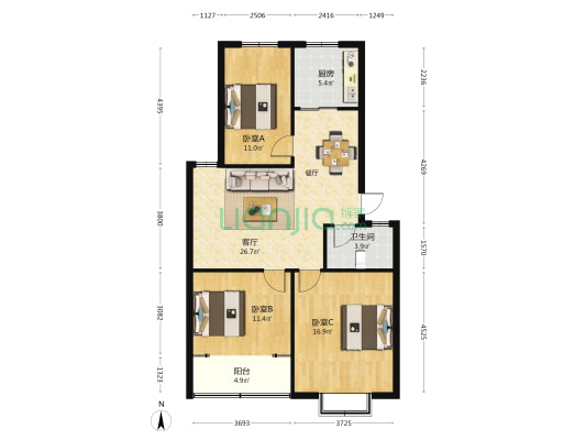 府后新天地南院 3室1厅1卫 100平方