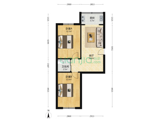 大林 2室1厅1卫 67平方