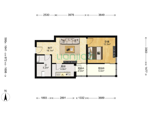 望塔园 1室1厅1卫 62平方
