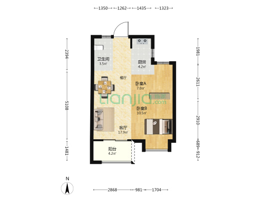 馨朗庭 2室1厅1卫 60平方