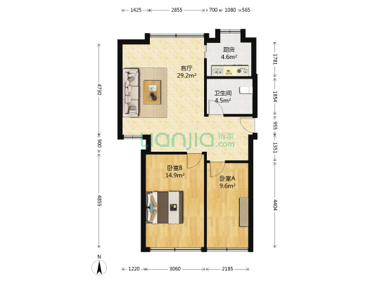 通惠门路35号附1号 2室1厅1卫 76平方
