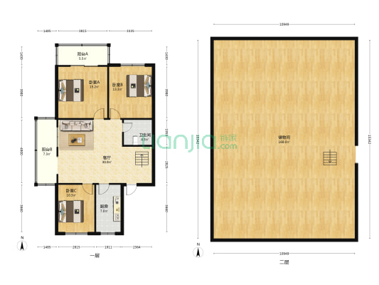 晨光阁 3室1厅1卫 110平方