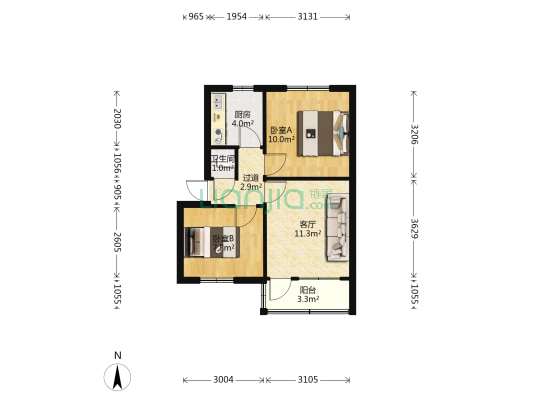 烟厂小区 2室1厅1卫 52平方