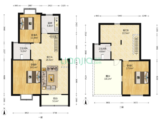 力高共和城 3室2厅2卫 121平方