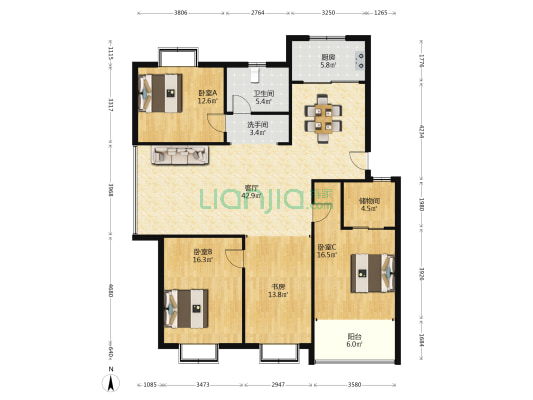 城中花园(射阳县) 4室1厅2卫 156平方