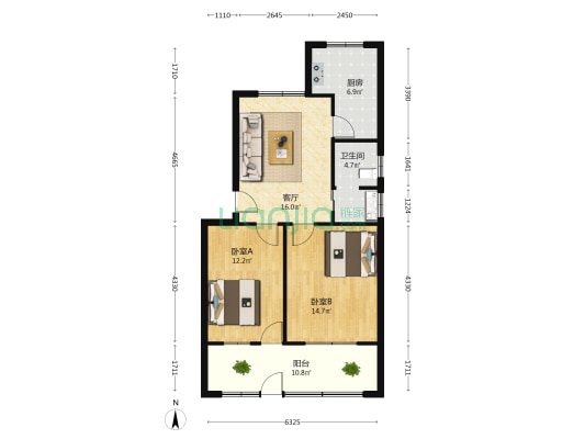 临河巷城管局家属院 2室1厅1卫 75平方
