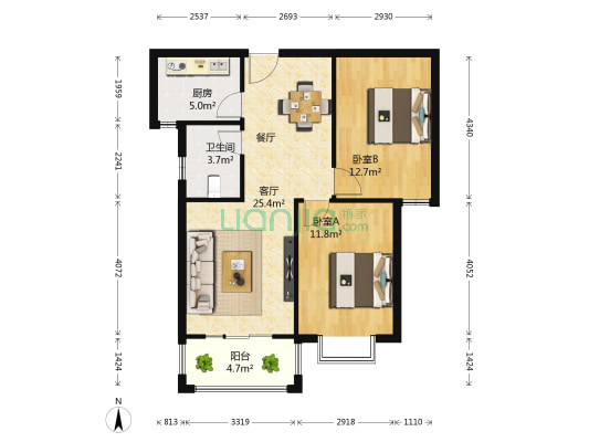 嘉业龙湖壹品 2室1厅1卫 85平方