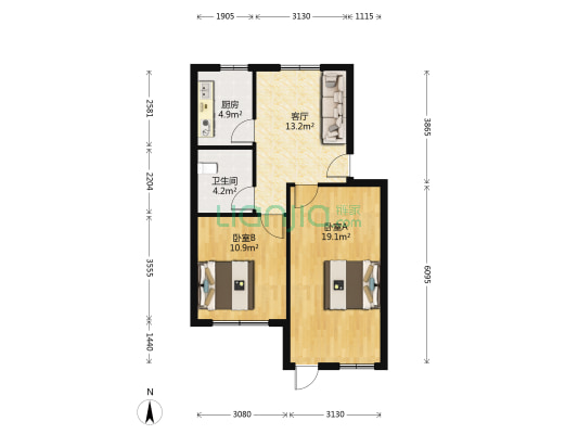 王家堰40号 2室1厅1卫 64平方
