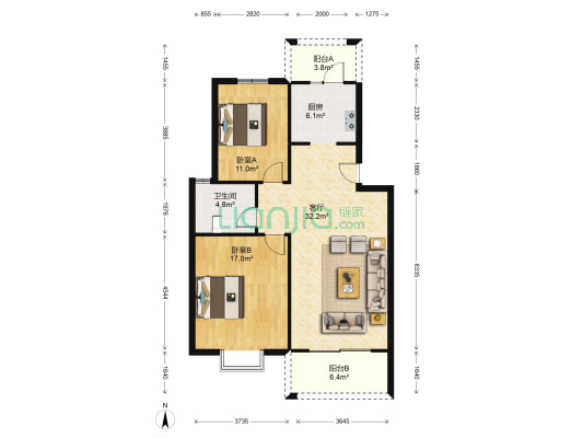 金汇香郡 2室1厅1卫 88平方
