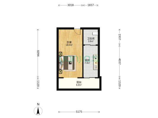 富民花园 1室0厅1卫 45平方