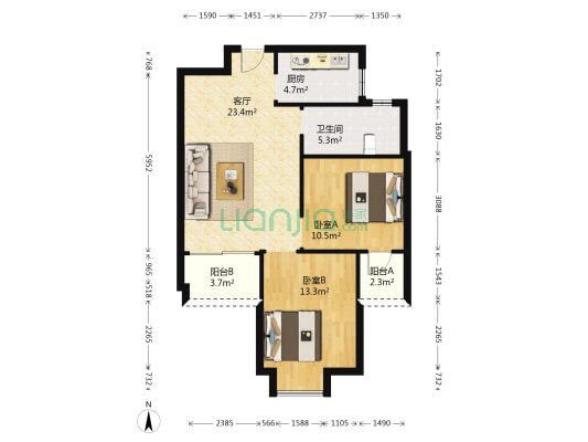 禹洲香溪里7号地块 2室1厅1卫 84平方