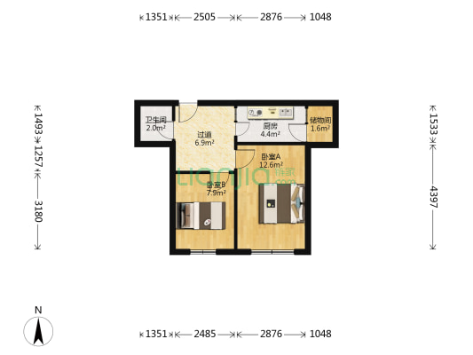 安汇小区 2室0厅1卫 46平方