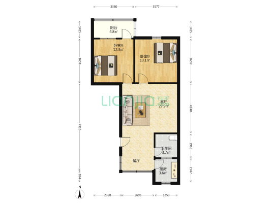 天庆北街56号 2室1厅1卫 76平方