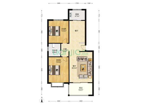 恒茂福泽园 2室1厅1卫 105平方