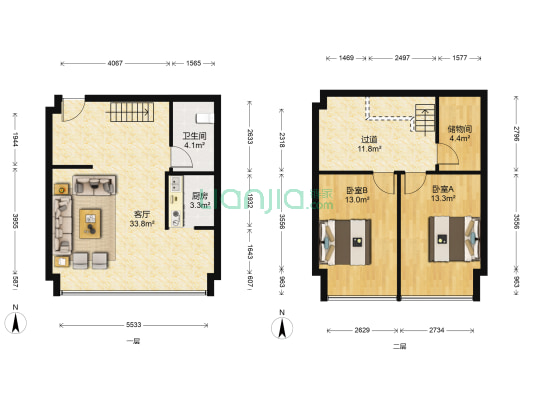 青林大厦 2室1厅1卫 66平方