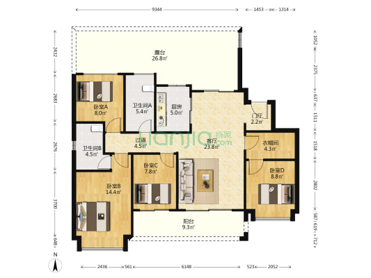 方圆御府 4室1厅2卫 138平方