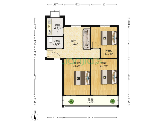 八一路邮电干校 3室1厅1卫 110平方