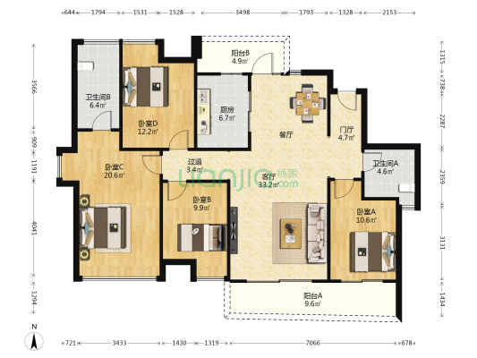 领航城·领誉 4室1厅2卫 158平方