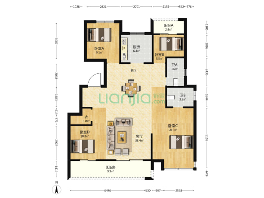 锦澜府 4室1厅2卫 132平方