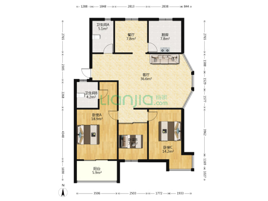 锦绣豪庭 3室2厅2卫 128平方