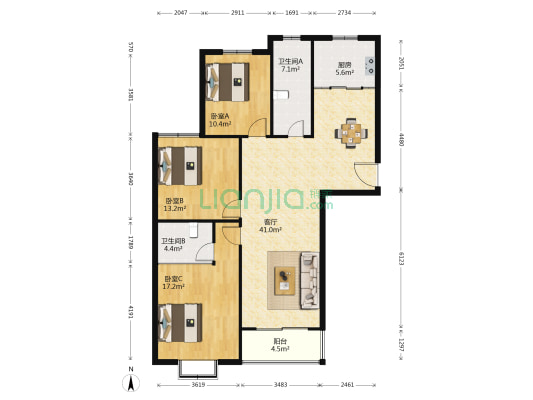 瑞都国际 3室1厅2卫 137平方