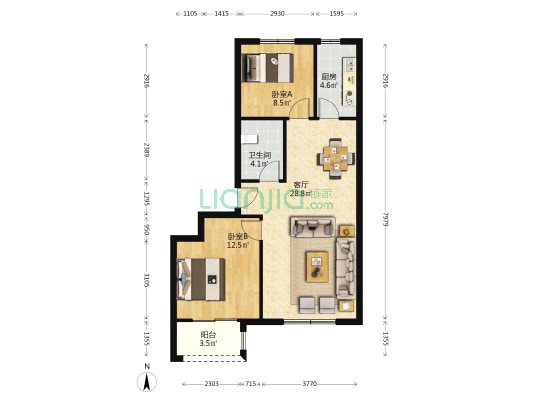 花好月圆(黄岛) 2室1厅1卫 84平方