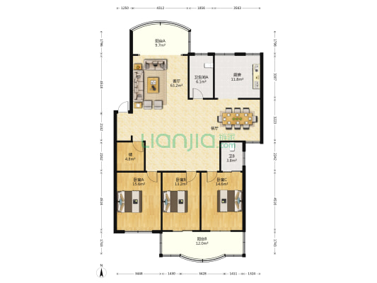 文松花园 3室1厅2卫 182平方
