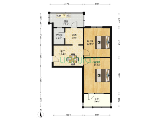 农业厅宿舍 2室1厅1卫 65平方