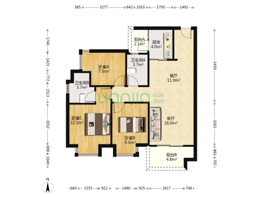 沙田碧桂园滨江豪园 3室2厅2卫 91平方
