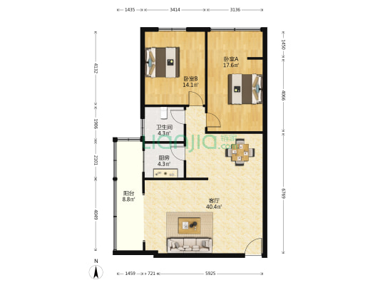 锦绣嘉园 2室1厅1卫 99平方
