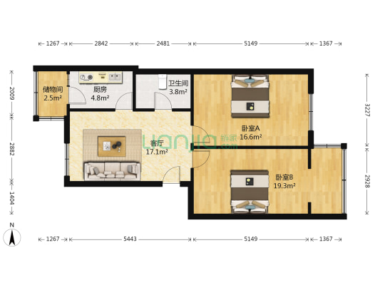 和平派出所老家属楼 2室1厅1卫 85平方