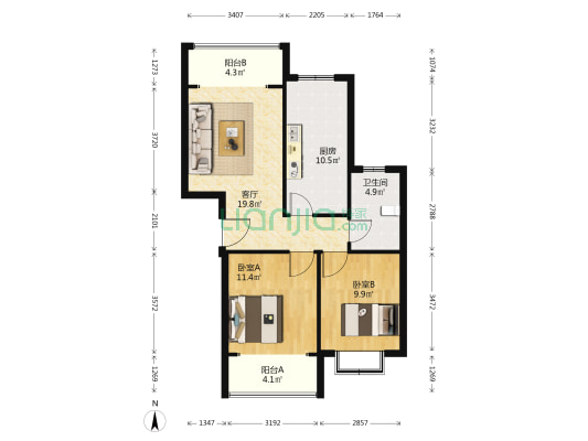 南山碧海苑 2室1厅1卫 86平方