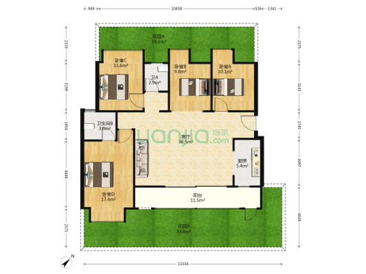 融创瀚林学府 4室1厅2卫 125平方