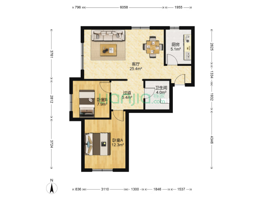 保利嘉园三号院 2室1厅1卫 84平方