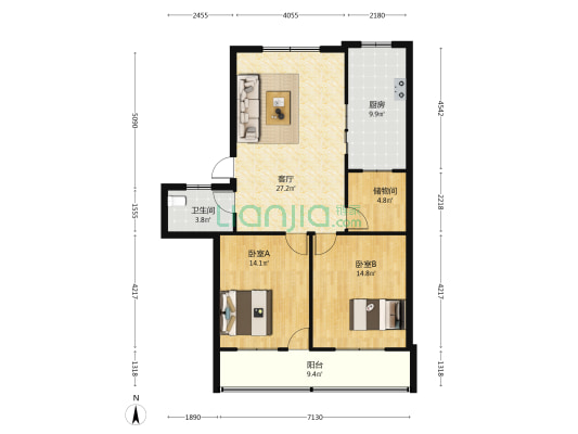 市政工程公司家属院 2室1厅1卫 102平方