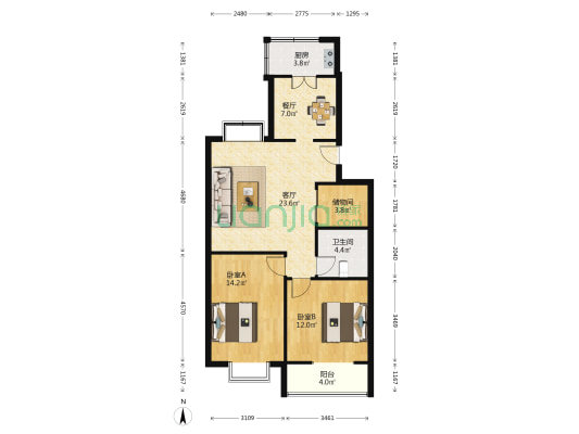 御和新苑 2室2厅1卫 89平方